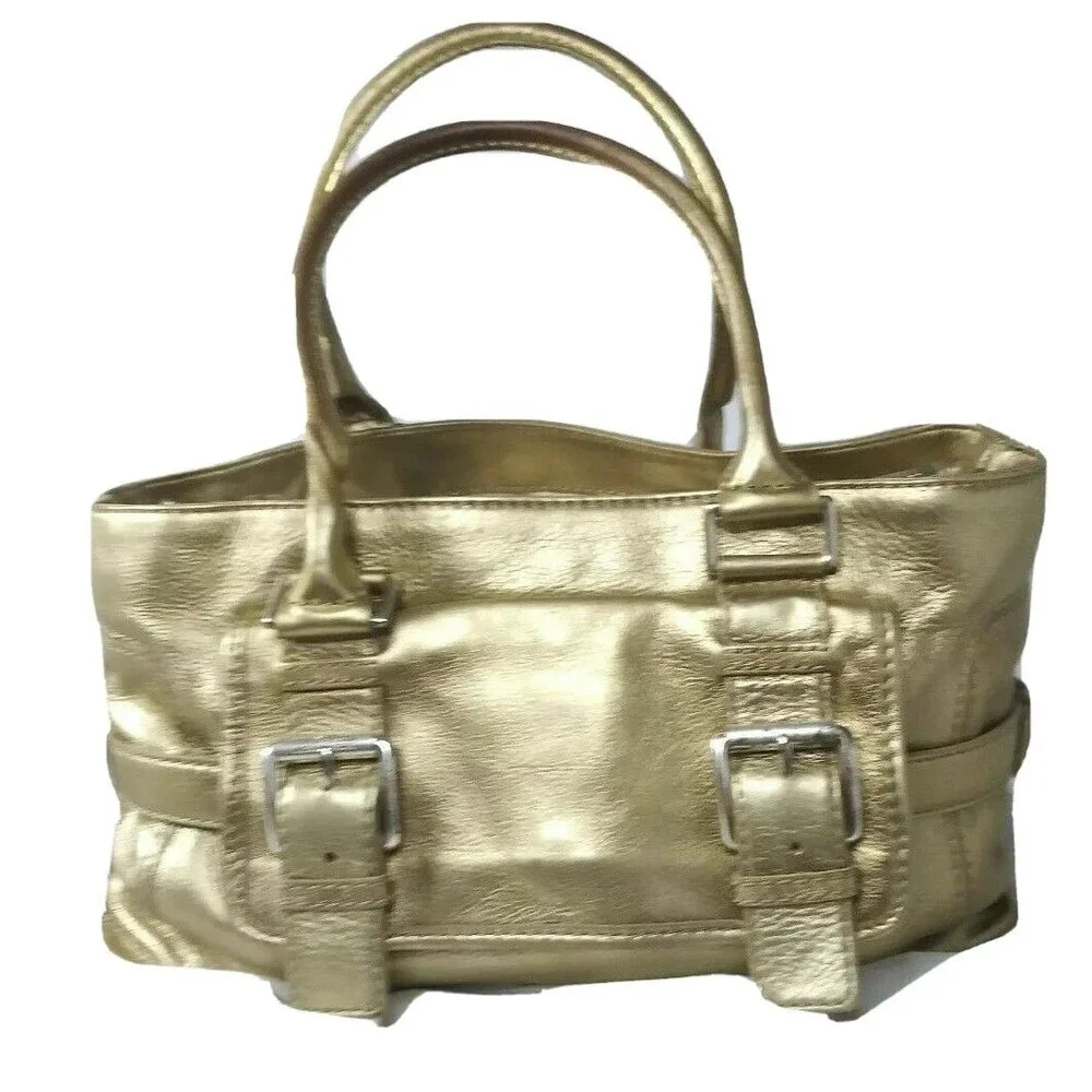Michael Kors Brookville Shopper Leather Tote Handbag Golden Bronze Vintage Y2K